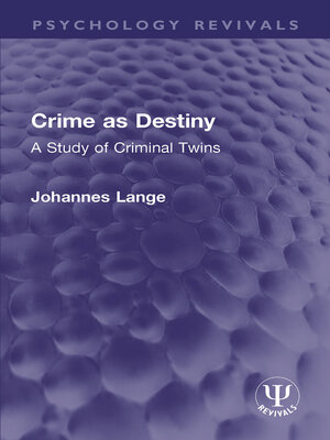 cover image of Crime as Destiny